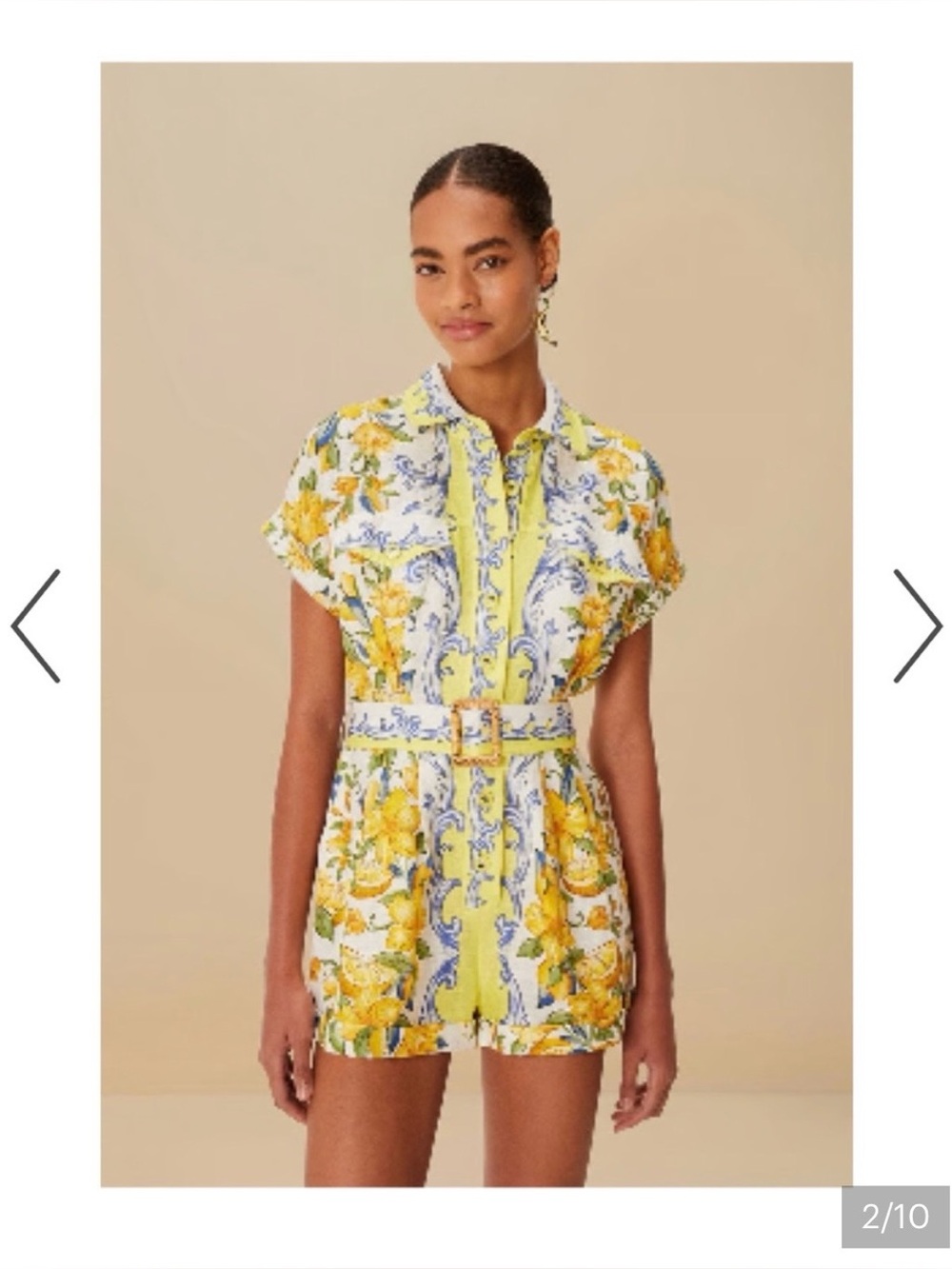 FARM Rio Yellow Floral Short-Sleeve Romper